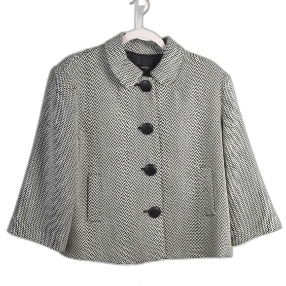 New York and Company Black / White Chevron Tweed Blazer Jacket Size XL - Picture 1 of 3